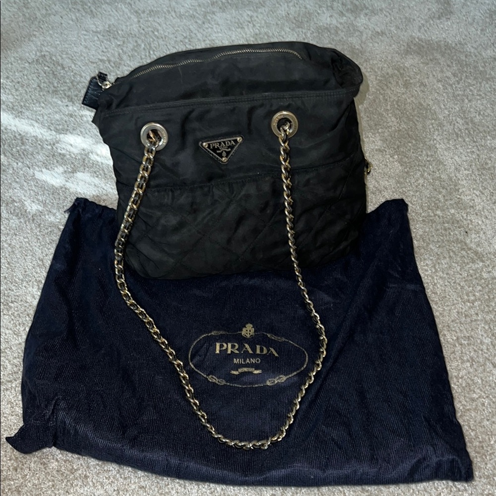Prada Vintage Quilted Tessuto Nylon 'Catena' Shoulder Bag